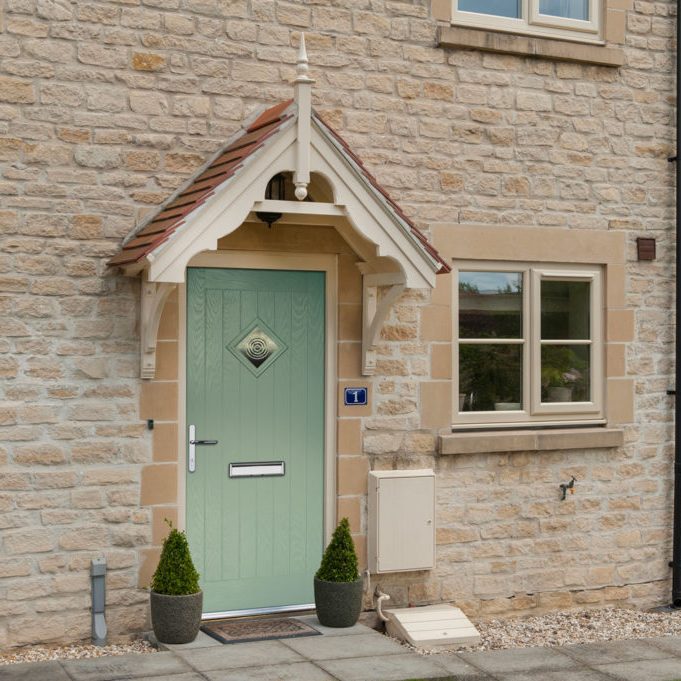 front door and windows of house