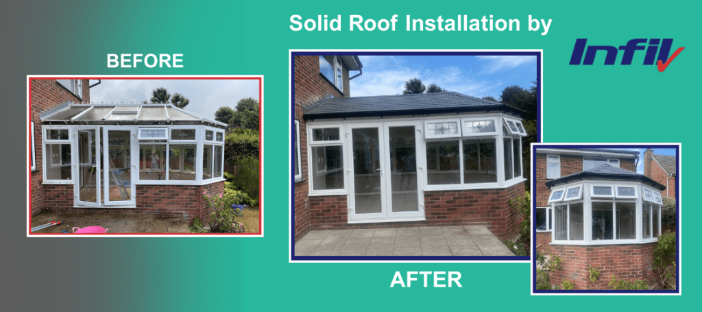 Solid roof installation with grey slates